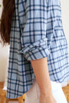 Frank and Eileen Relaxed Button Up Shirt in Blue, Navy Pink Plaid