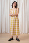 Ali Golden Column Dress in Chartreuse/Pink