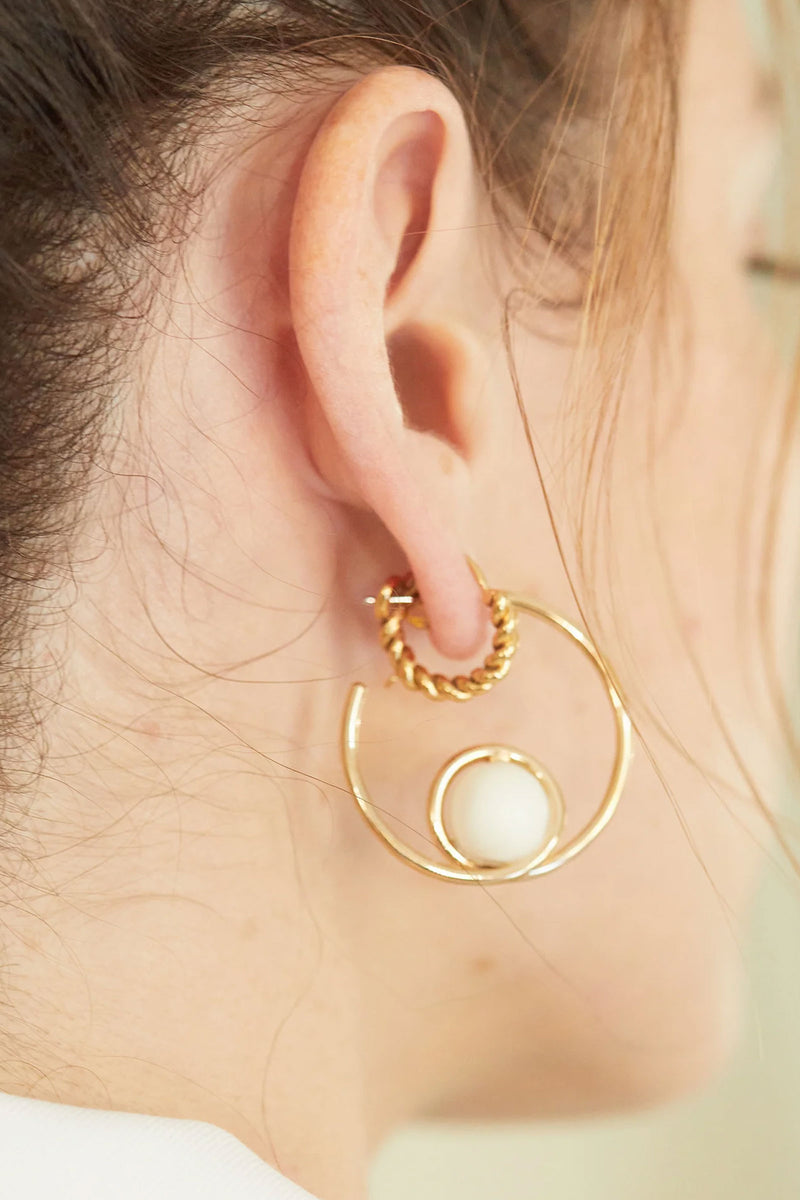 Soko Mpira 24K Gold Bone Hoop Earrings