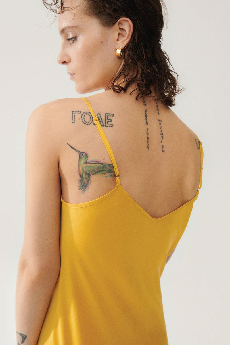 Silk Laundry 90's Slip Dress in Goldfinch