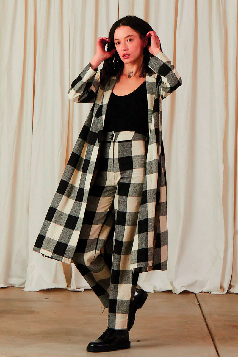 Ali Golden Notch Jacket in Black Cream Check