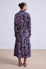 Apiece Apart Sophia Smocked Shirt Dress in Large Lace Floral Navy