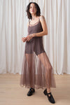 Ali Golden Paneled Mesh Dress in Taupe