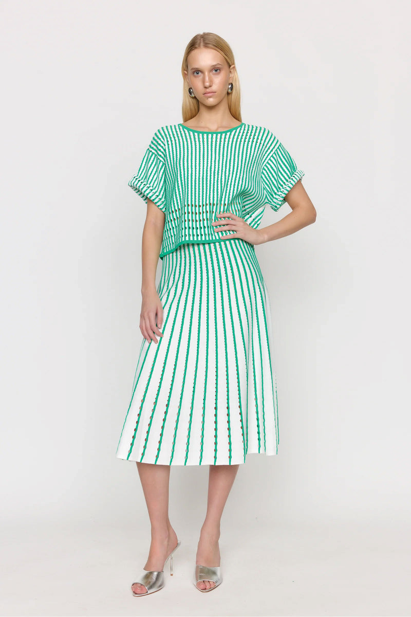Christy Lynn Nellie Top in Pinstripe Green