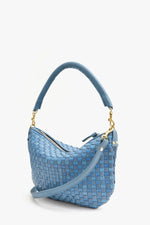 Clare V Petit Moyen Messenger in Jean Similaire Woven Leather Checker