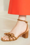 Loeffler Randall Mikel Mid Heel Bow Sandal in Cacao
