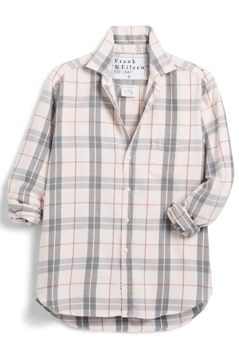 Frank and Eileen Eileen Relaxed Button Up Shirt in Cream, Camel and Gray Plaid