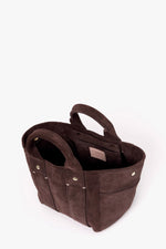 Clare V Le Petit Box Tote in Chocolate Suede