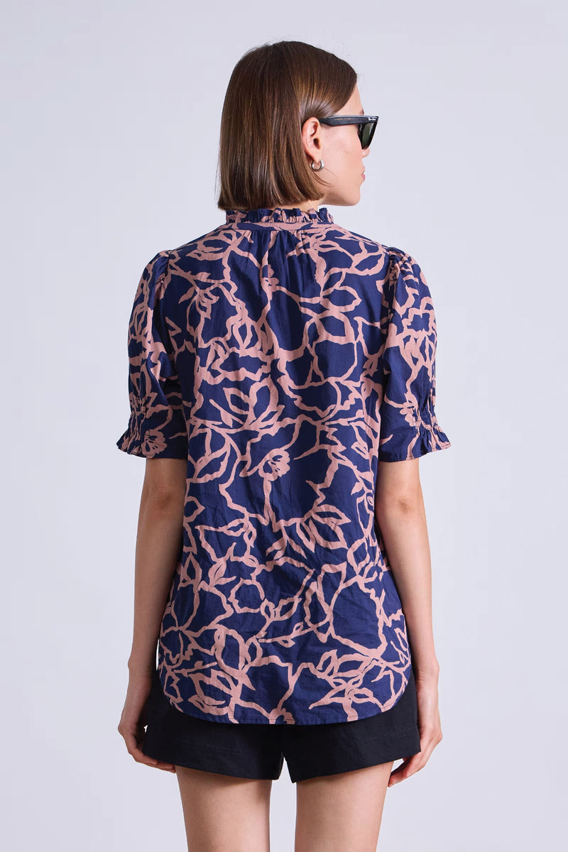 Apiece Apart Los Altos Top in Large Lace Navy Floral