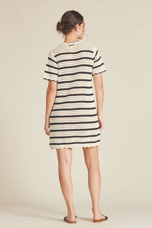 Trovata Mer Knit Dress in Antique White and Black
