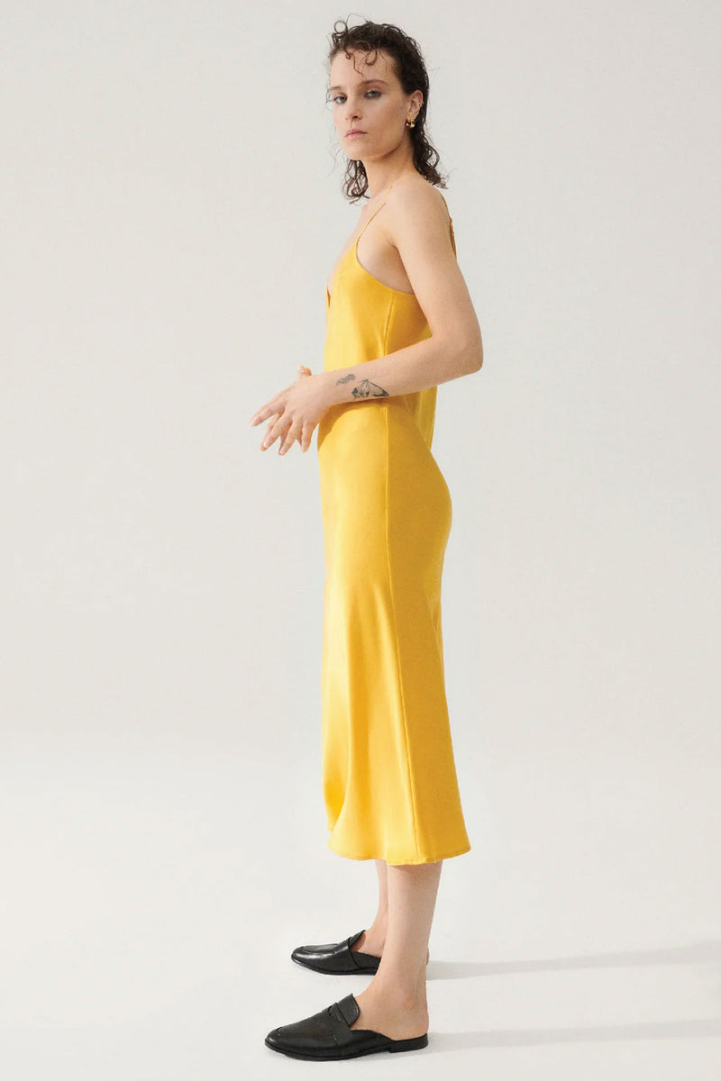 Silk Laundry 90's Slip Dress in Goldfinch