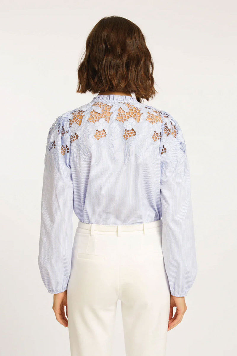 Caballero Riana Blue Micro Stripe Top