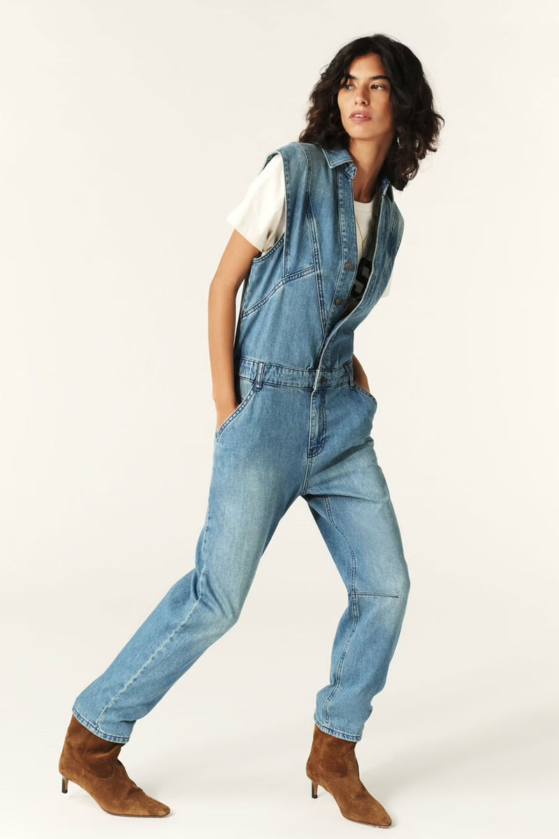BA&SH Figo Jumpsuit in Lightused Blue