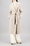Harris Wharf Double Breasted Long Belted Coat in Gingham