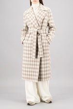 Harris Wharf Double Breasted Long Belted Coat in Gingham