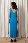 Ali Golden Knit Pleated Dress in Teal