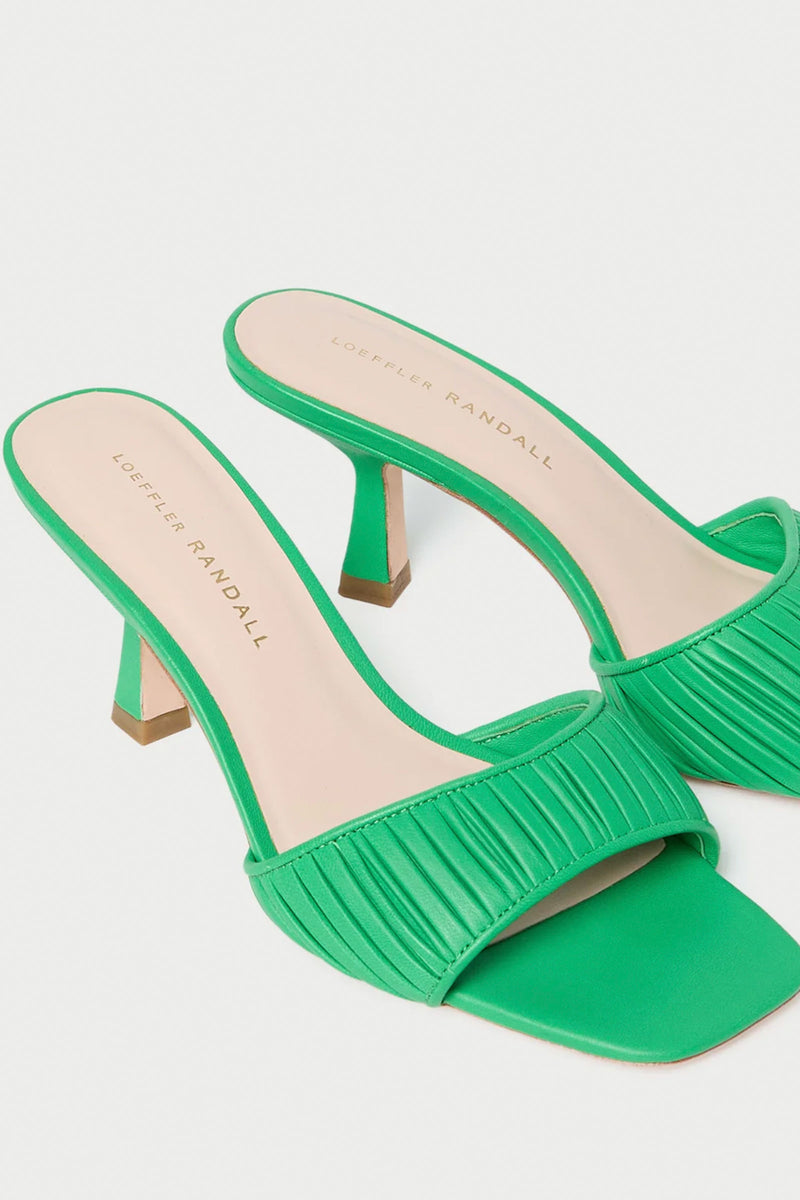Loeffler Randall Naima Gathered Mid Heel Mule in Green