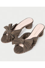 Loeffler Randall Emilia Pleated Knot Mule in Brown/Black Checker