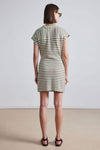 Apiece Apart Nina Cinched Mini Dress in Cream & Olive Stripe
