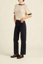 Trovata Jules Sweater T-Shirt Antique White with Black Trim