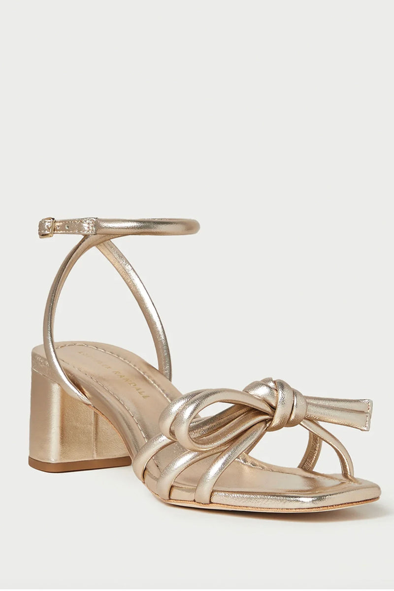 Loeffler Randall Mikel Mid Heel Bow Sandal in Champagne