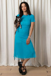 Ali Golden Fitted Mesh T-Shirt Dress in Teal