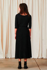 Ali Golden Knit Pleated Midi Skirt