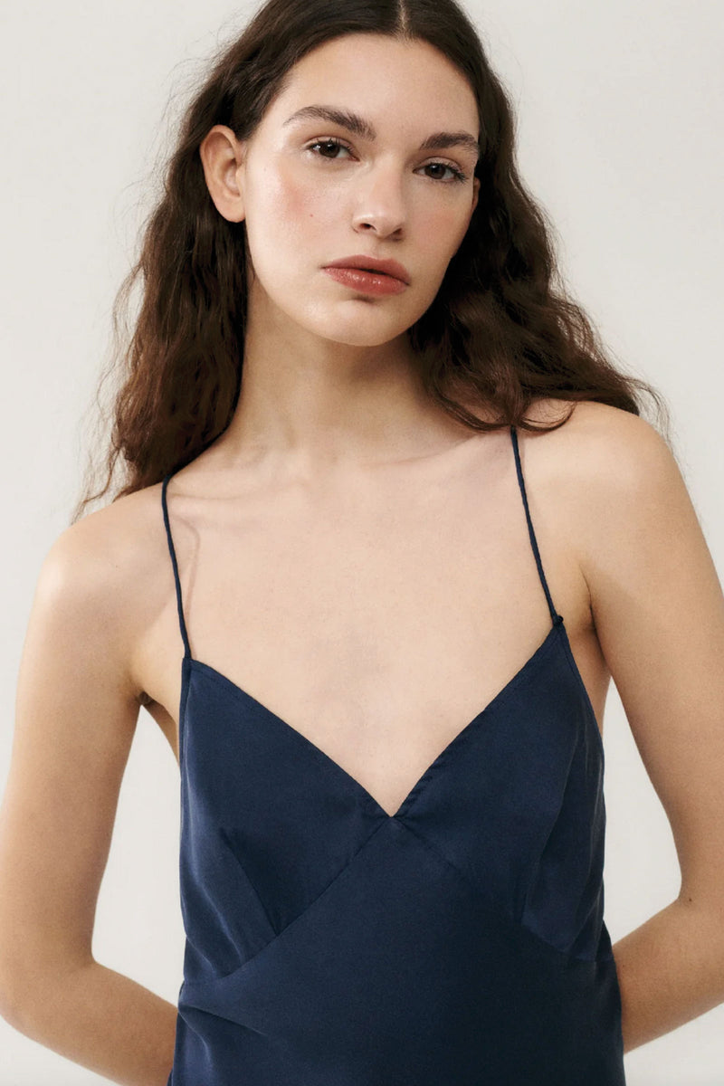 Silk Laundry Deco Rouleau Dress in Midnight