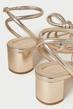 Loeffler Randall Mikel Mid Heel Bow Sandal in Champagne