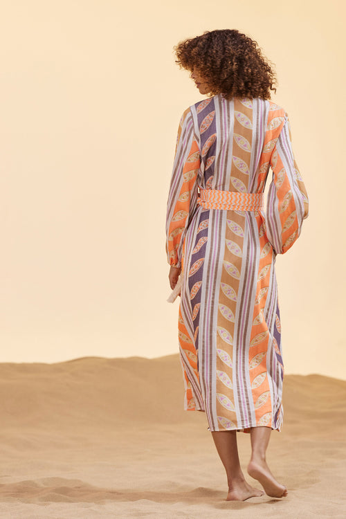 Devotion Twins Thetis Orange Lila Wrap Dress