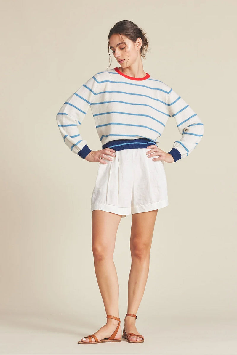 Trovata Ryann Sweater Blue and White Striped Cashmere