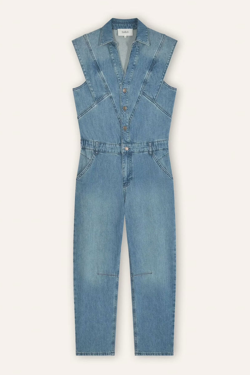 BA&SH Figo Jumpsuit in Lightused Blue
