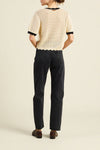 Trovata Jules Sweater T-Shirt Antique White with Black Trim