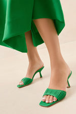 Loeffler Randall Naima Gathered Mid Heel Mule in Green