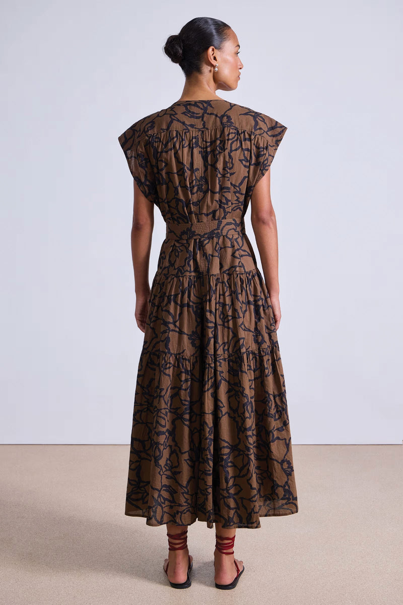 Apiece Apart Agathe Tier Maxi in Large Lace Chocolate Floral