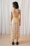 Ali Golden Column Dress in Chartreuse/Pink