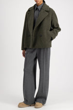 Harris Wharf Outdoor Boucle Jacket in Moss Green