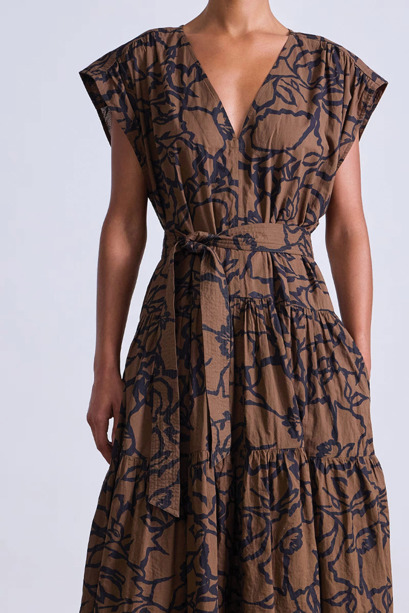 Apiece Apart Agathe Tier Maxi in Large Lace Chocolate Floral