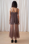 Ali Golden Paneled Mesh Dress in Taupe