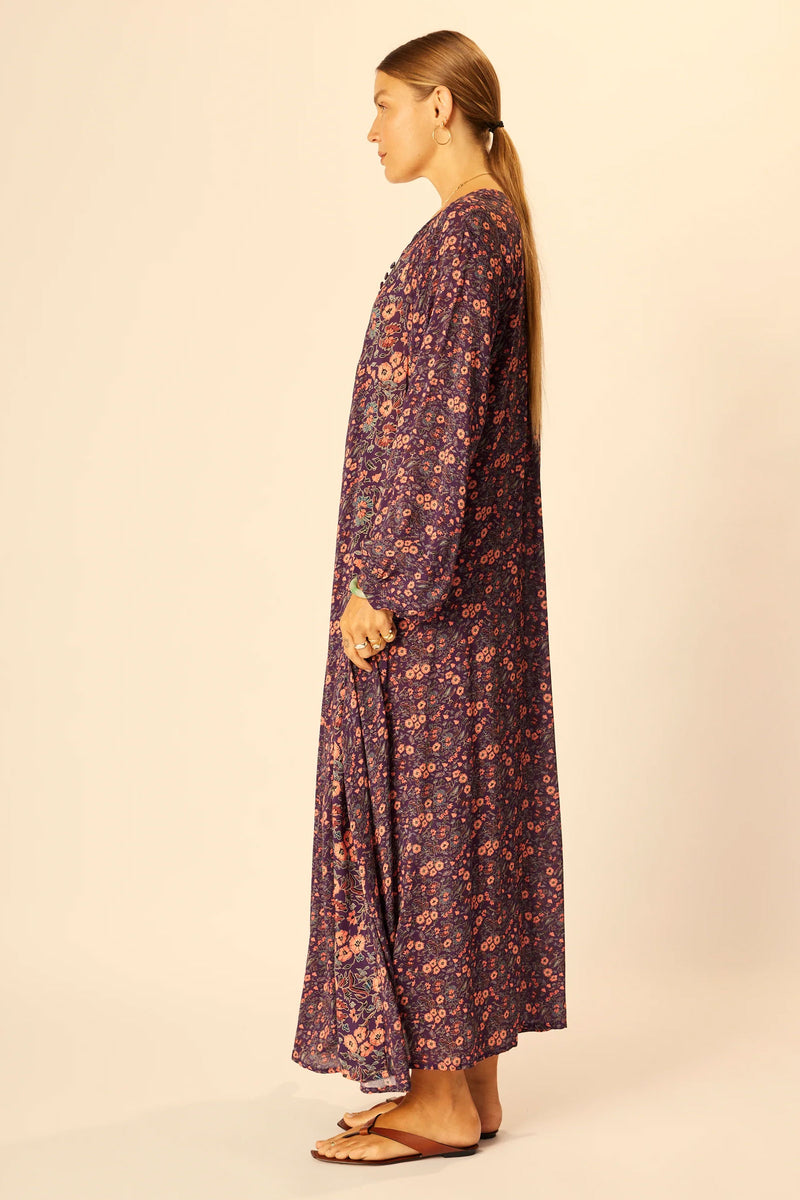 Natalie Martin Fiore Maxi Petite Fluer Print in Aubergine