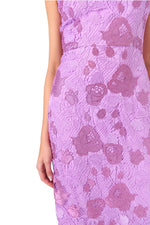 Monique Lhuillier Soraya Lace Short Dress in Lilac Pearl