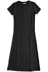 Ali Golden Textured T-Shirt Dress in Black