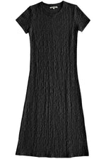 Ali Golden Textured T-Shirt Dress in Black