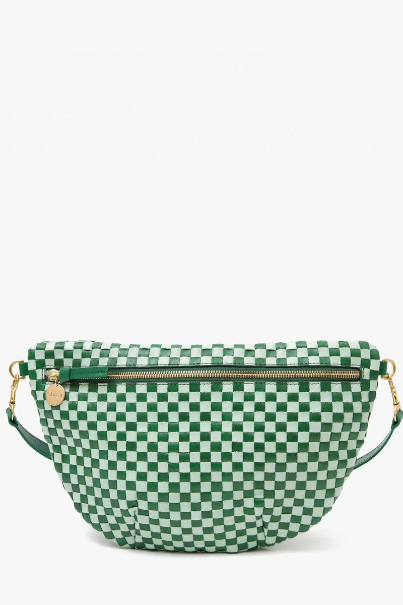 Clare Vivier Grande Fanny in Fern & Mist Woven Checker