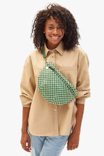 Clare Vivier Grande Fanny in Fern & Mist Woven Checker