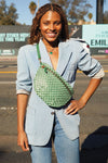 Clare Vivier Grande Fanny in Fern & Mist Woven Checker