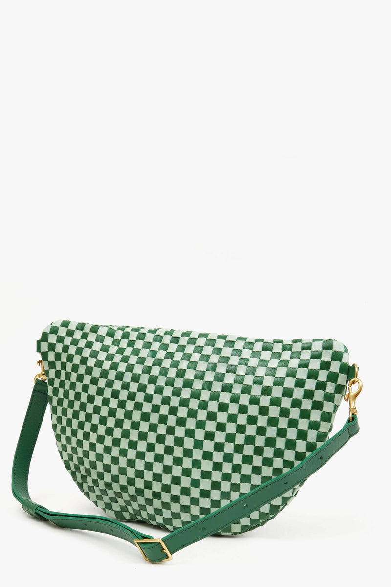 Clare Vivier Grande Fanny in Fern & Mist Woven Checker