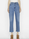 Frame Le Jane Crop Raw Fray Denim in Caramia