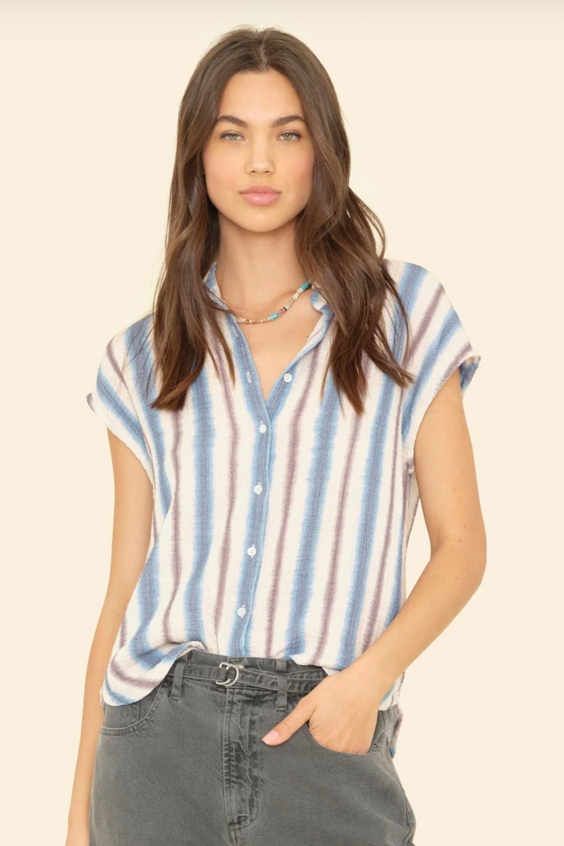 Xirena Tillie Shirt Blue Rdige Stripe