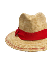 Lola Ehrlich "Rise N Shine" Straw Hat in Oatmeal and Red